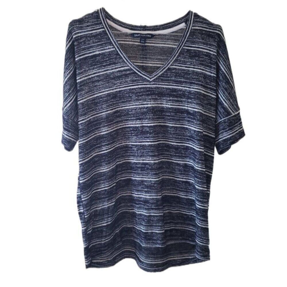 Calvin Klein Jeans Navy Blue & White Soft Short Sleeve Top